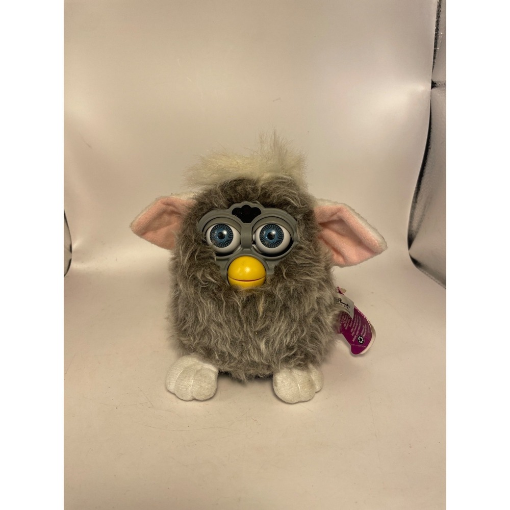 VTG 1999 Tiger Furby Electronics 70-800 Gray Fur Pink Ears Blue Eyes Toy